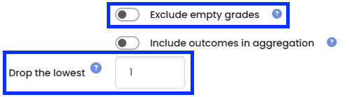 Moodle Gradebook - Gradebook Setup - Edit Category - Drop the Lowest